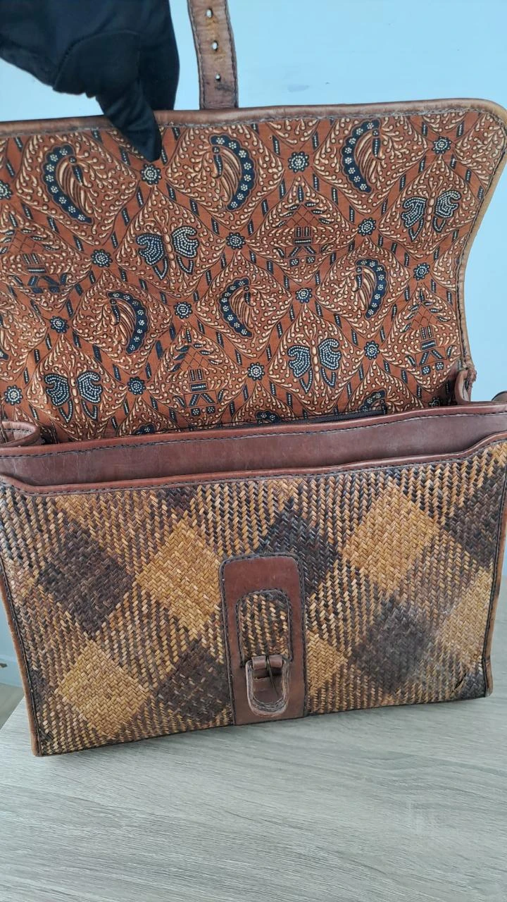 Gevlochten tas met klep / Vintage Boheems / Bruin / Uniseks / Rotan leer / 150 – photo 4